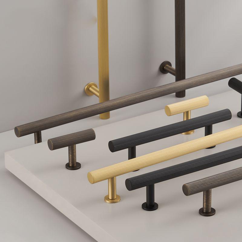 Brass Linear Stripe Furniture Handles Antique Brass Cupboard Wardrobe Dresser Shoe Box Drawer Cabinet T-bar Pulls