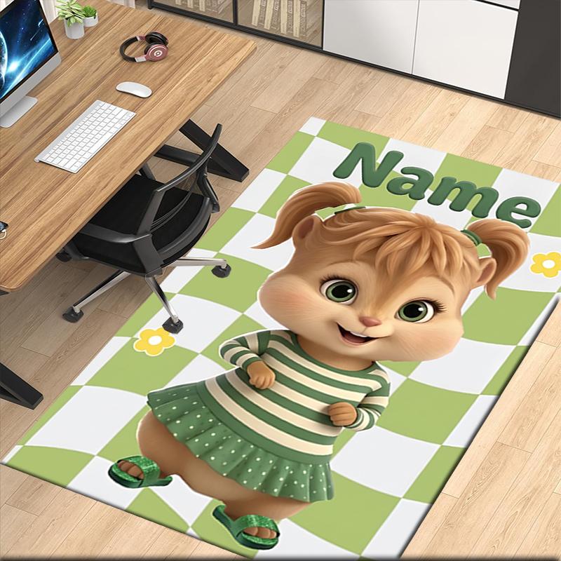 Custom Name Alvin and the Chipmunks Printed Carpet, Rug for Office Chair Living Room Bedroom Kitchen Room Decor Gifts.