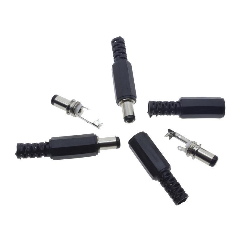 DC-022B Copper DC Power Socket 5.5x2.1/5.5x2.5mm with Nut, 2 Pins