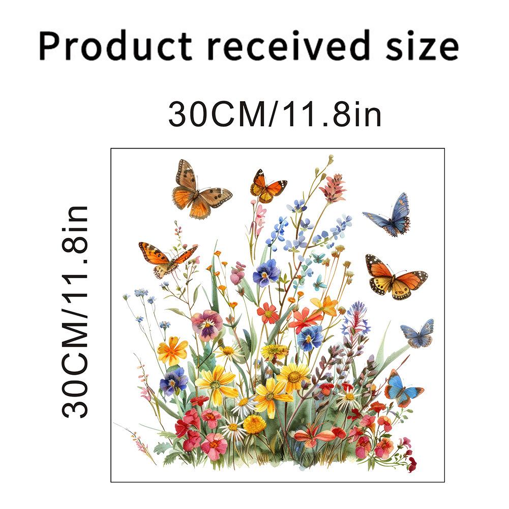 Flower Wall Stickers, Self-adhesive Butterfly Toilet Sticker Peel And Stick, Floral Leaf Decor Art DIY Wall Decals Wallpaper Supplies For Refrigerator