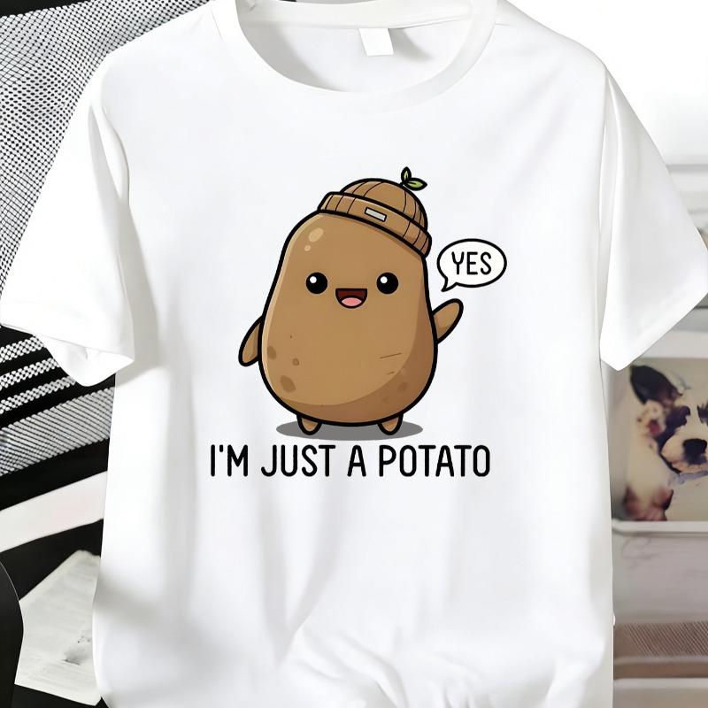 Kids Crewneck Short Sleeve T-Shirt, Moisture Wicking Breathable Potato Print