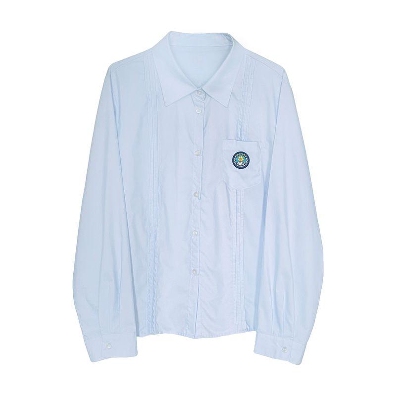 Original Water Blue Japanese College Style Long Sleeve Shirt
