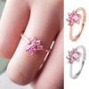 Women Wedding Ring Cubic Zirconia Opening Adjustable Polished Lightweight Electroplated Prom Party Finger Ring