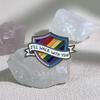 Creative Rainbow Letter Shield Brooch Stylish Metal Pin Unique Colorful Badge For All