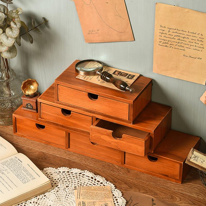1 Set Wooden Jewelry Storage Cabinet Desktop Sundries Finishing Storage Box Dresser