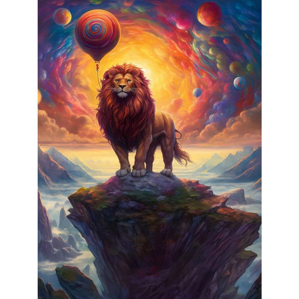 Алмазная картина, полная дрель, милый лев, кошка, животное, круглая алмазная живопись, ручная работа, Лось, панда, сделай сам, алмазная мозаика, картина, украшение для дома