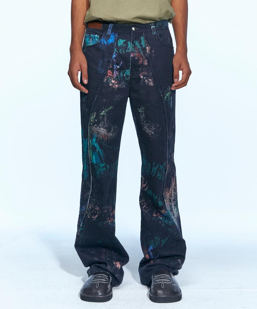ADSB ANDERSSON BELL Black Scratch Curved Wide Jeans Apa644M(Black)