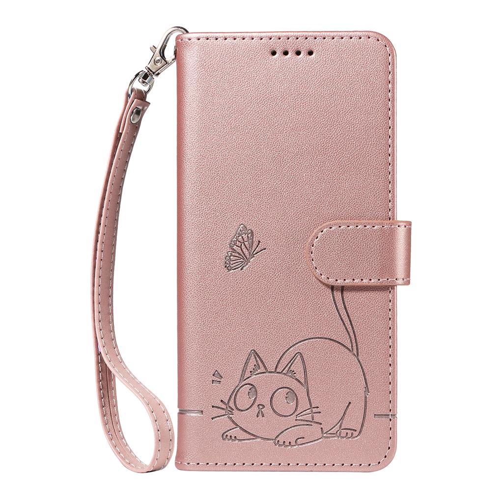 For Huawei Pura 80 Case Cat Pattern Imprint Leather Phone Cover with Wrist Strap