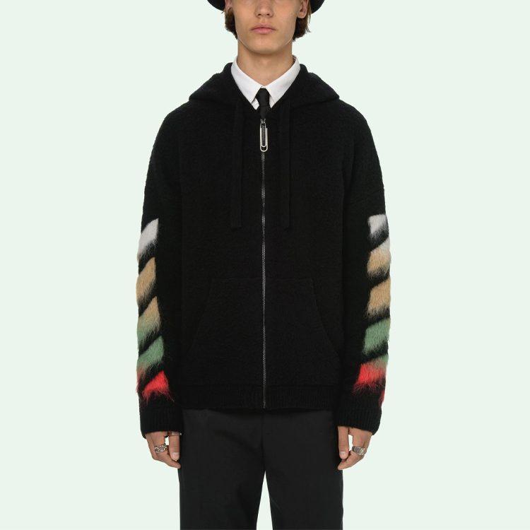 OFF WHITE SS21 Толстовки Мужские Черные С Капюшоном Несъемный Умеренный Обычный OMHA037R21KNI0011084