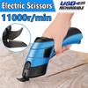 Electric Scissors Cloth Cutting Machine Lithium Charging Leather Sewing Tailor Scissor Tungsten Steel Blade Portable Hand Tool + 2pcs Knife Heads