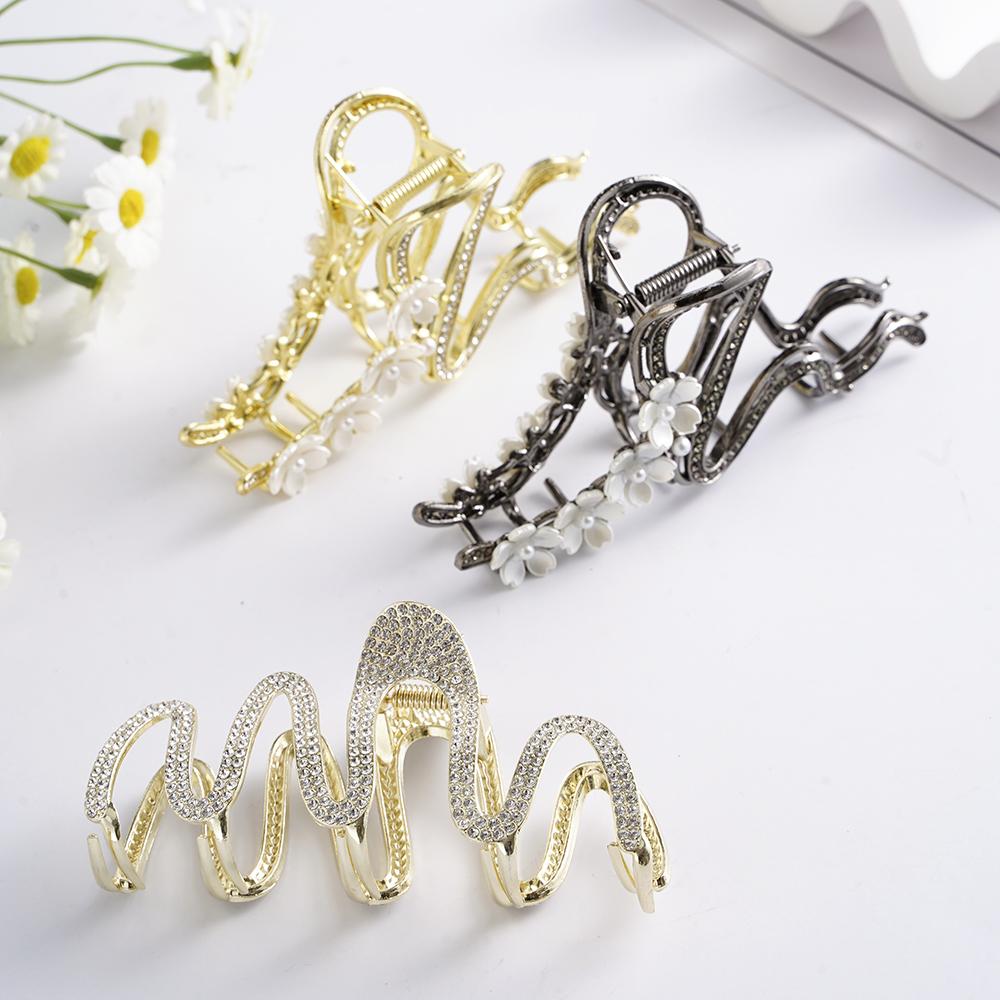 Модные геометрические металлические заколки-краб для волос, цветы, женские винтажные зажимы для волос, повязка на голову в виде краба, шпилька для волос для девочек, аксессуары для волос, головные уборы