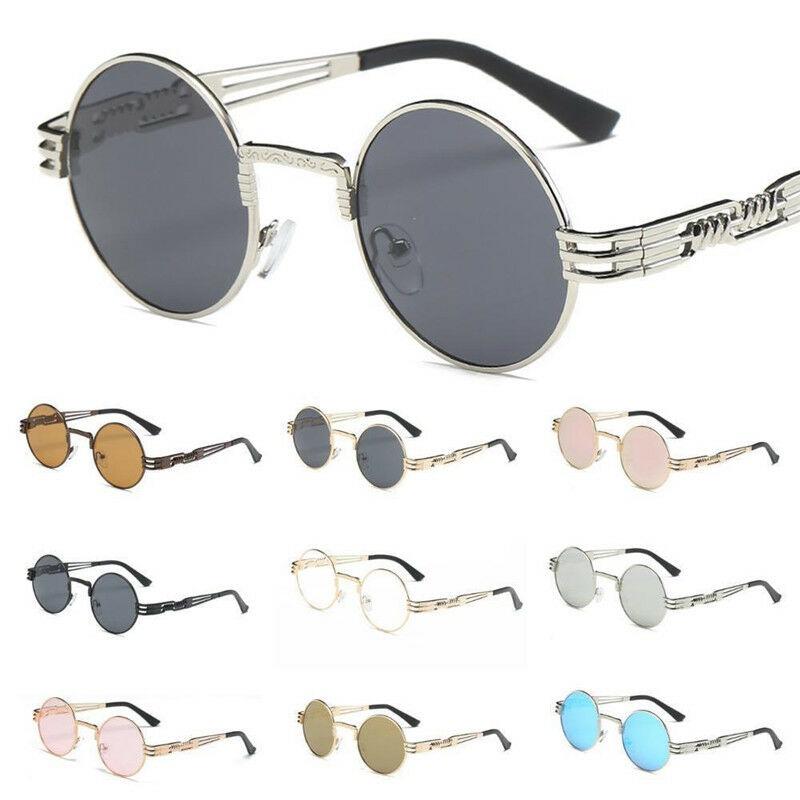 Унисекс Ретро Круглые Солнцезащитные Очки с Легкой Металлической Оправой для Защиты от УФ-лучей**