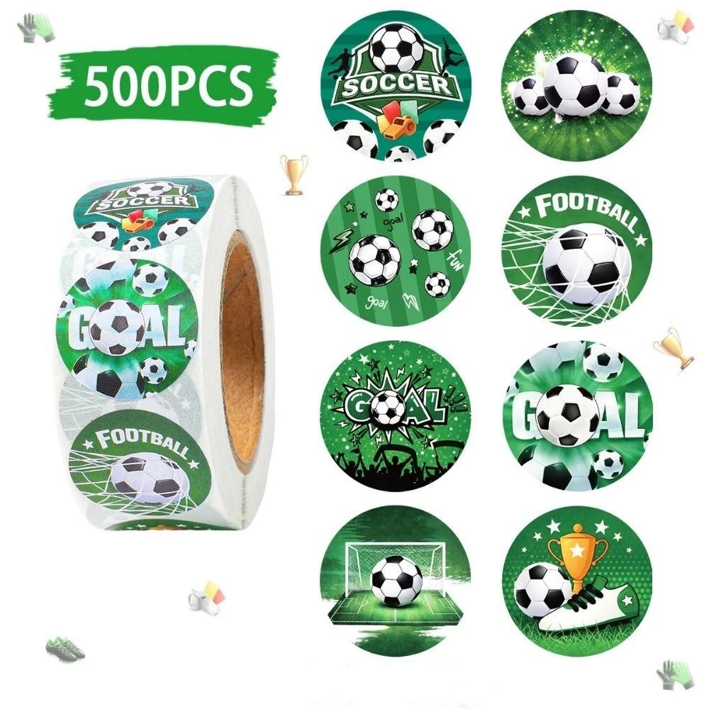 500Pcs Self-Adhesive Soccer Stickers Round Football Pattern Sealing Sticker Party Decor