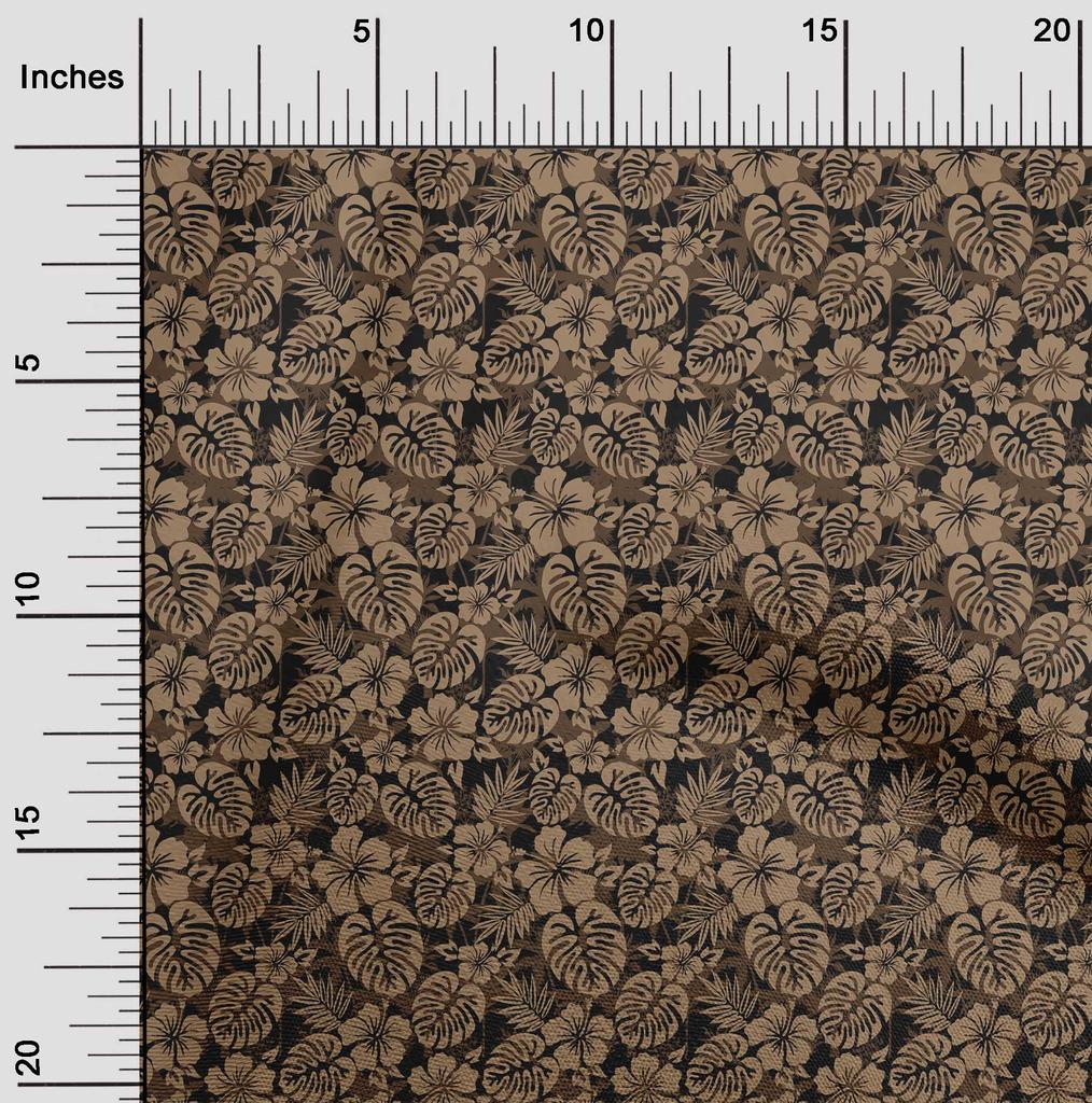 oneOone Cotton Flex Brown Fabric Tropical Sewing Material Print Fabric By The Yard 40 Inch