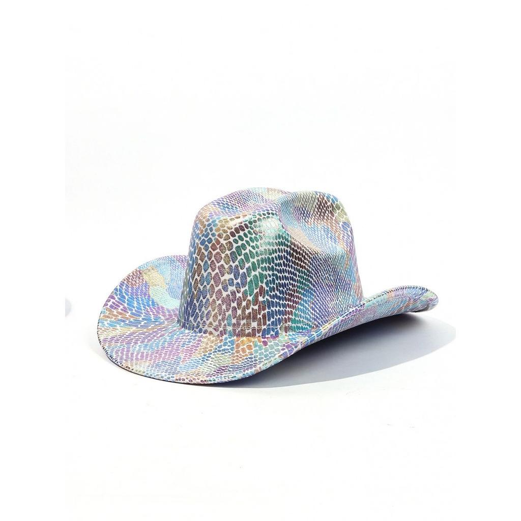 Яркая ковбойская шляпа для вечеринки, флуоресцентная шляпа рыцаря с большими полями, цилиндр в стиле вестерн