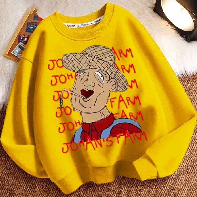 Children's Casual John's Farm Hoodies for Autumn and Winter, Fashionable Long-sleeved Hoodies for Boys and Girls