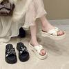 Gentle Matching Skirt Platform Slippers Women's Summer Wear 2025 New Muffin Cool Slippers Soft-soled Beach Shoes