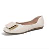 Flat Sole Single Shoes for Women with Small Leather Solid