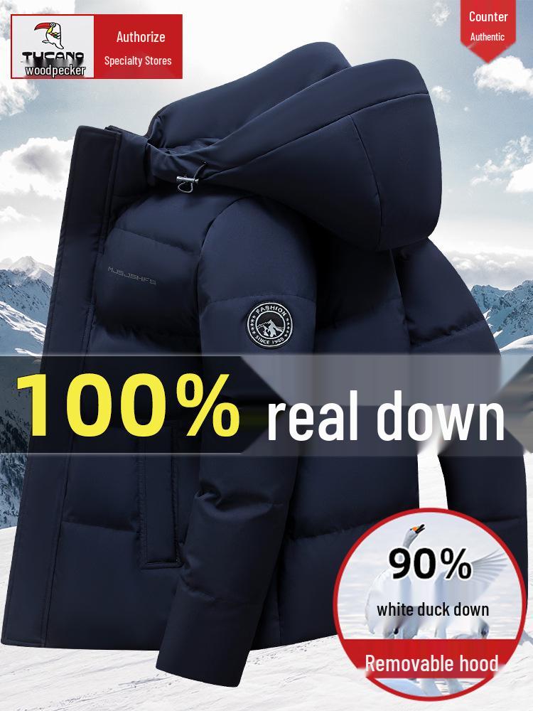 Мужская зимняя пуховая куртка Woodpecker средней длины - Утепленная, теплая верхняя одежда для людей среднего и пожилого возраста