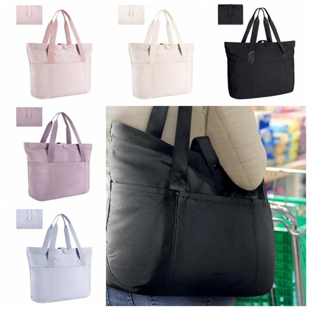 Portable Large Shoulder Bag Polyester Shoulder Handbag Hand-held Folding Shopping Bag For Travel