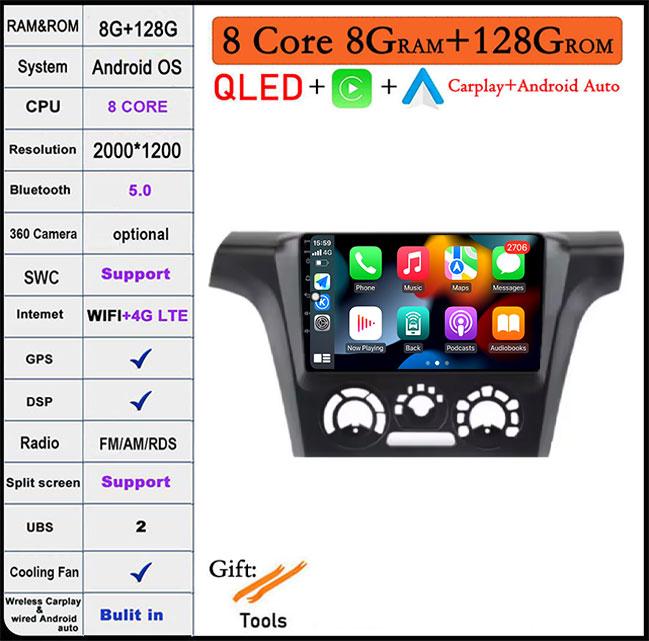 9-дюймовый экран для Mitsubishi Outlander 1 2002-2008 Android 14 автомобильный радиоприемник мультимедийный проигрыватель 4G GPS WIFI IPS сенсорный экран DSP стерео