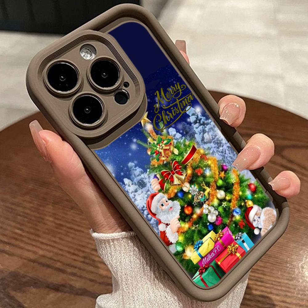 Чехлы для телефонов Ae119 Merry Christmas Santa art design для iPhone 16 14 13 11 Pro Max 15 7 8 6 Plus 12 mini XR XS Max SE Angel Eye Ladder Protective Cover