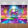 Backdrop for 70s, 80s and 90s Disco Dance Party, Retro Club, Neon Ball, Stage Banner, Background Props for Ph5257