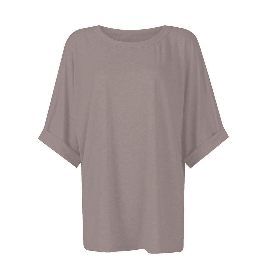 Женская модная однотонная свободная футболка с коротким рукавом, летняя свободная повседневная футболка с круглым вырезом