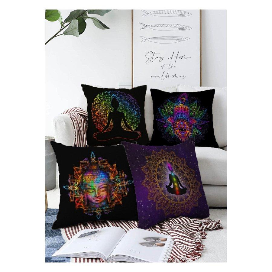 Набор из 4 двухсторонних чехлов для подушек с цифровой печатью