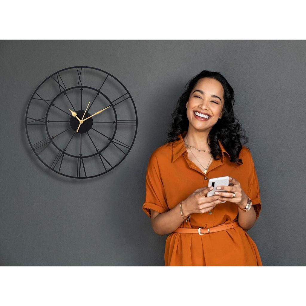 Настенные часы для дома, офиса, гостиной, спальни, детской комнаты и кухни (37 x 37 см) | Стильный Современный Домашний Декор | Черный Цвет (Включенная батарея)