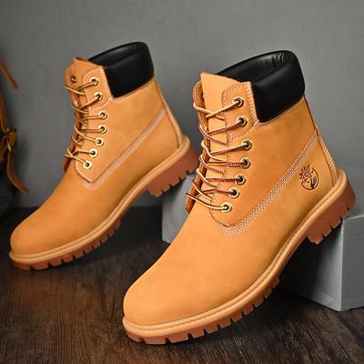 Real Leather Thick Soled Fashion Boots New Men and Women British Style Yellow Boots Anti Slip Workwear Shoes Leather Shoes