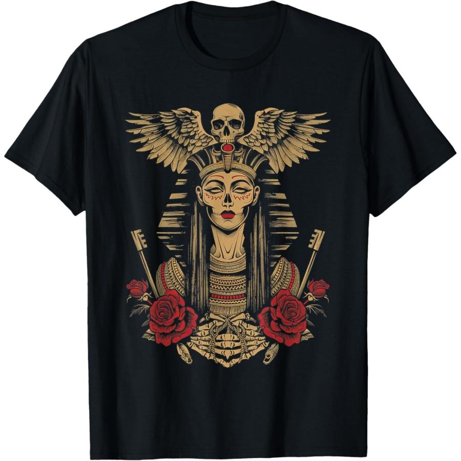 Egyptian Ancient Female God Pharaoh with Roses Egypt Sphinx T-Shirt
