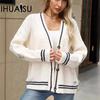 Women's Embroidered Knitted Cardigan Autumn and Winter Loose Lazy Style Sweater Coat