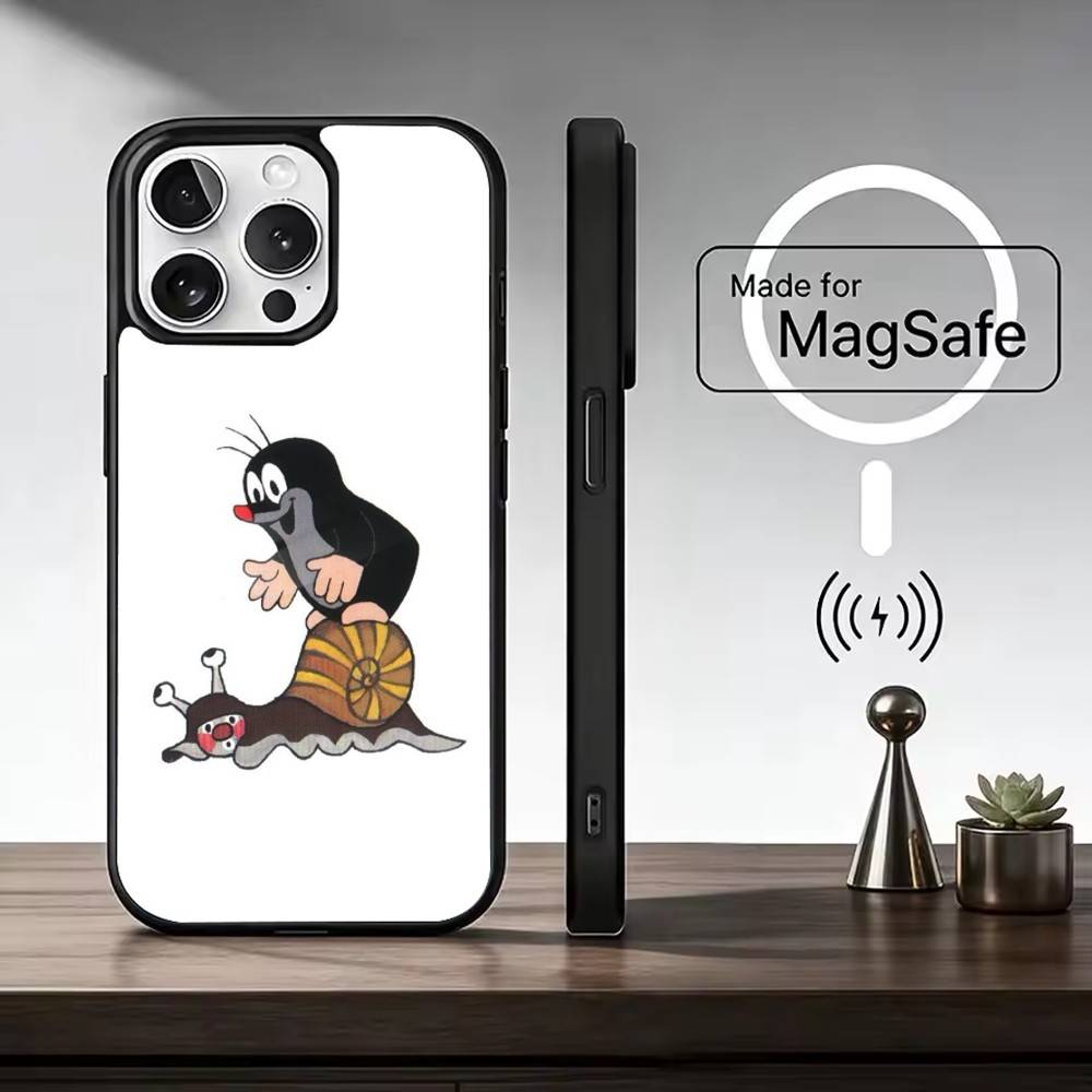Мультяшный Крот Чехол для Телефона Для iPhone17,16,15,14,13,12,11 Plus,Pro Max Магнитный Для Magsafe Беспроводной Зарядки
