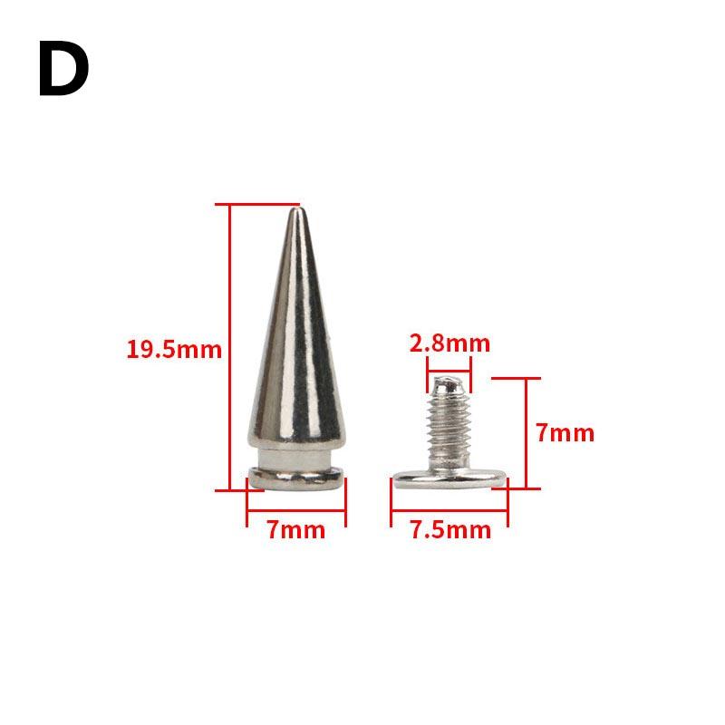 Fashion Luxury 10Sets Metal Punk Sharp Warhead Screw Rivets Studs Crafts Leather Belt Watchband Warhead Head Rivets Spikes Decor Nail Buckles