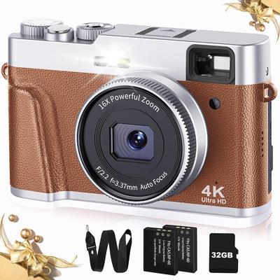 Цифровая камера 4K для фотографии с автофокусом Камера 4K с видоискателем Видеокамера с защитой от сотрясений 16X Камера для видеоблогов