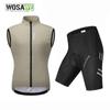Wosawe Men's Cycling Sets  Windproof Bike Windbreaker Vest & Bicycle Shorts 5D Gel Pads