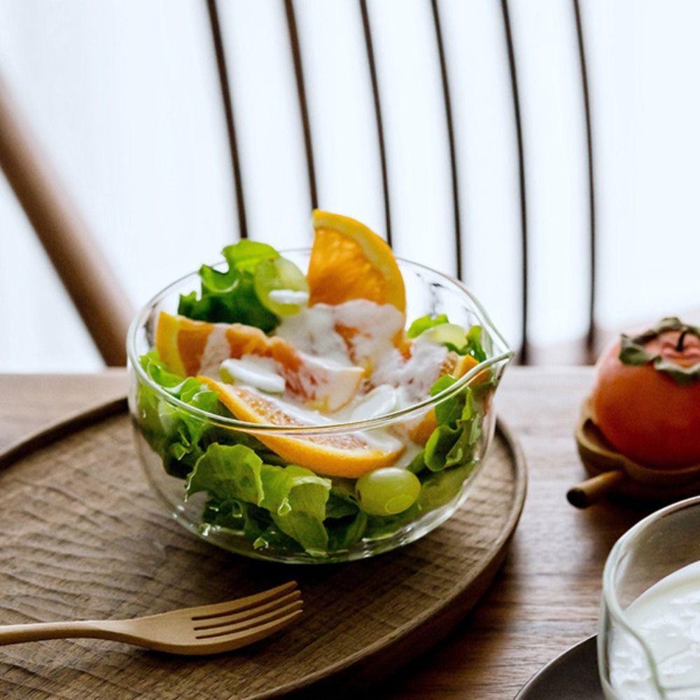 350/600ml Salad Bowl Heat-Resistant Matcha Bowl Multipurpose Glass Mixing Bowl  Yogurt