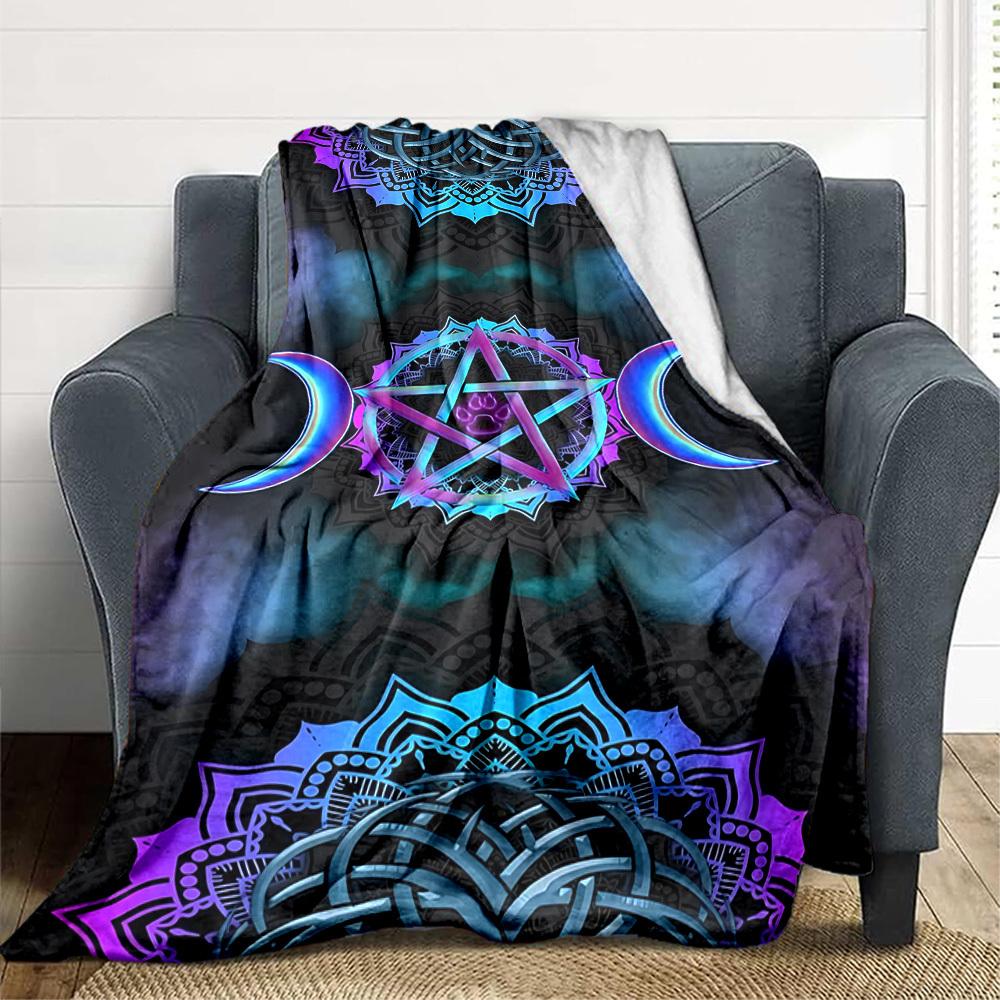 1pc Mandala Art Blanket, Lightweight Flannel Throw For Sofa, Bed, Travel, Camping, Livingroom, Office, Couch, Chair