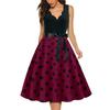Women's Fashion Retro V-neck Polka Dot Print Swing Dress