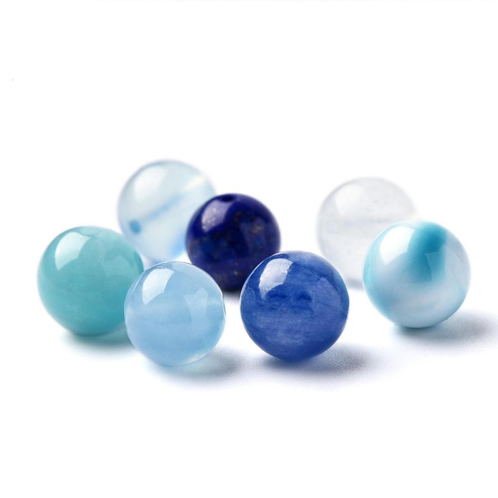 Аквамарин, Кианит, Ларимар, Лазурит и Амазонит Натуральные Кристальные Бусины для Украшений Ручной Работы.