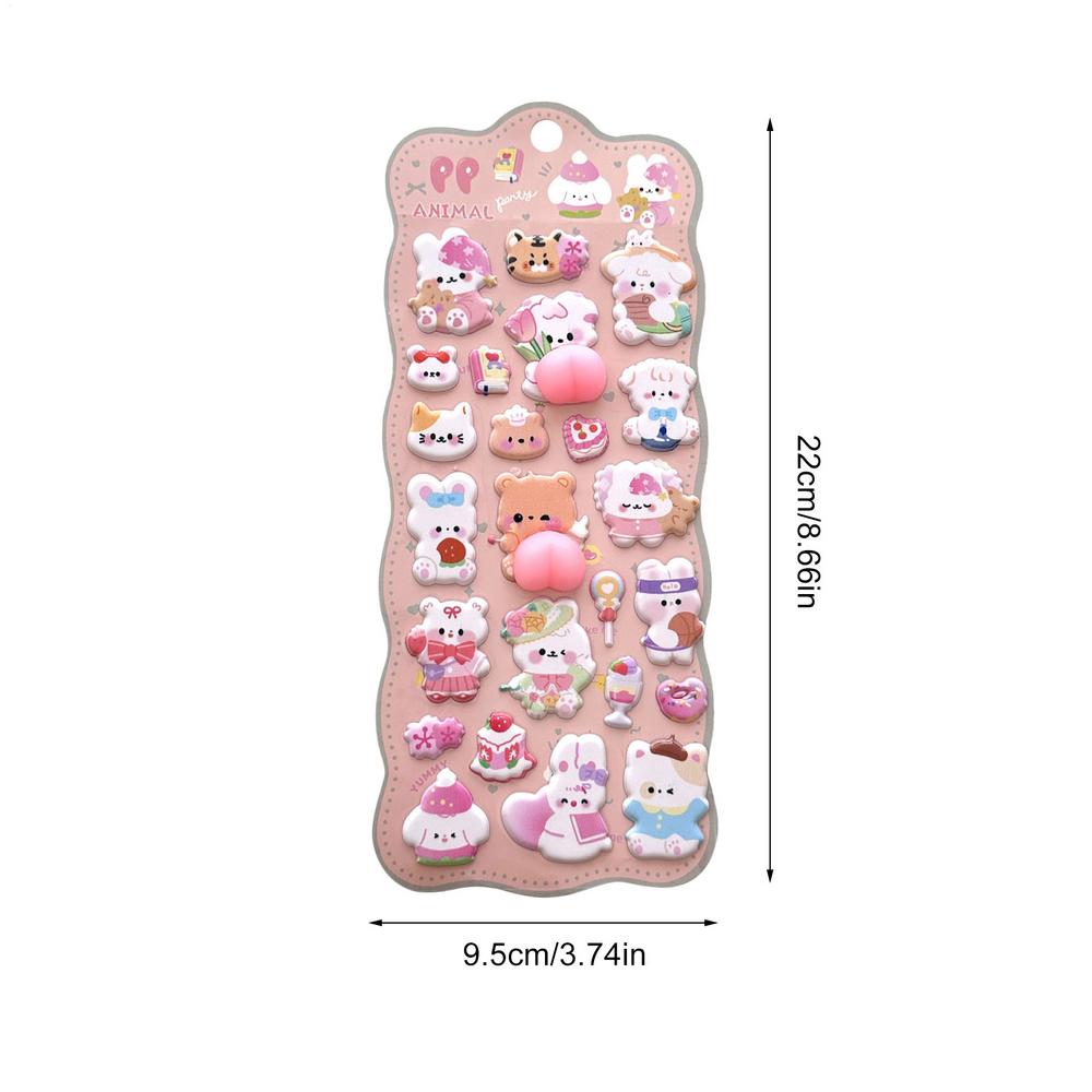 Phone Case Stickers Kids 3D Stickers Self-adhesive Animal Cute Toys Bear Craft Toys For Diary Scrapbook Pencil Case Tablet Etc