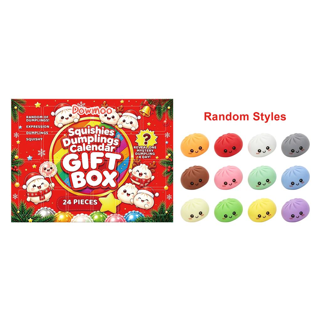 DOWMOO Merry Christmas Gift Box 24-Grid Countdown Blind Box Random Soft Cute Squeeze Toys Holiday Ornaments Other Toys