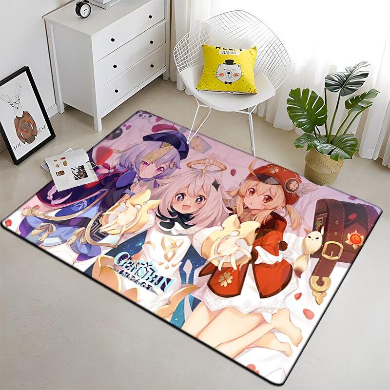 Genshin Impact HD Printed Carpet Household Rug Children's Room Living Room Chair Bedside Modern Simple Floor Mat Kawaii Rug