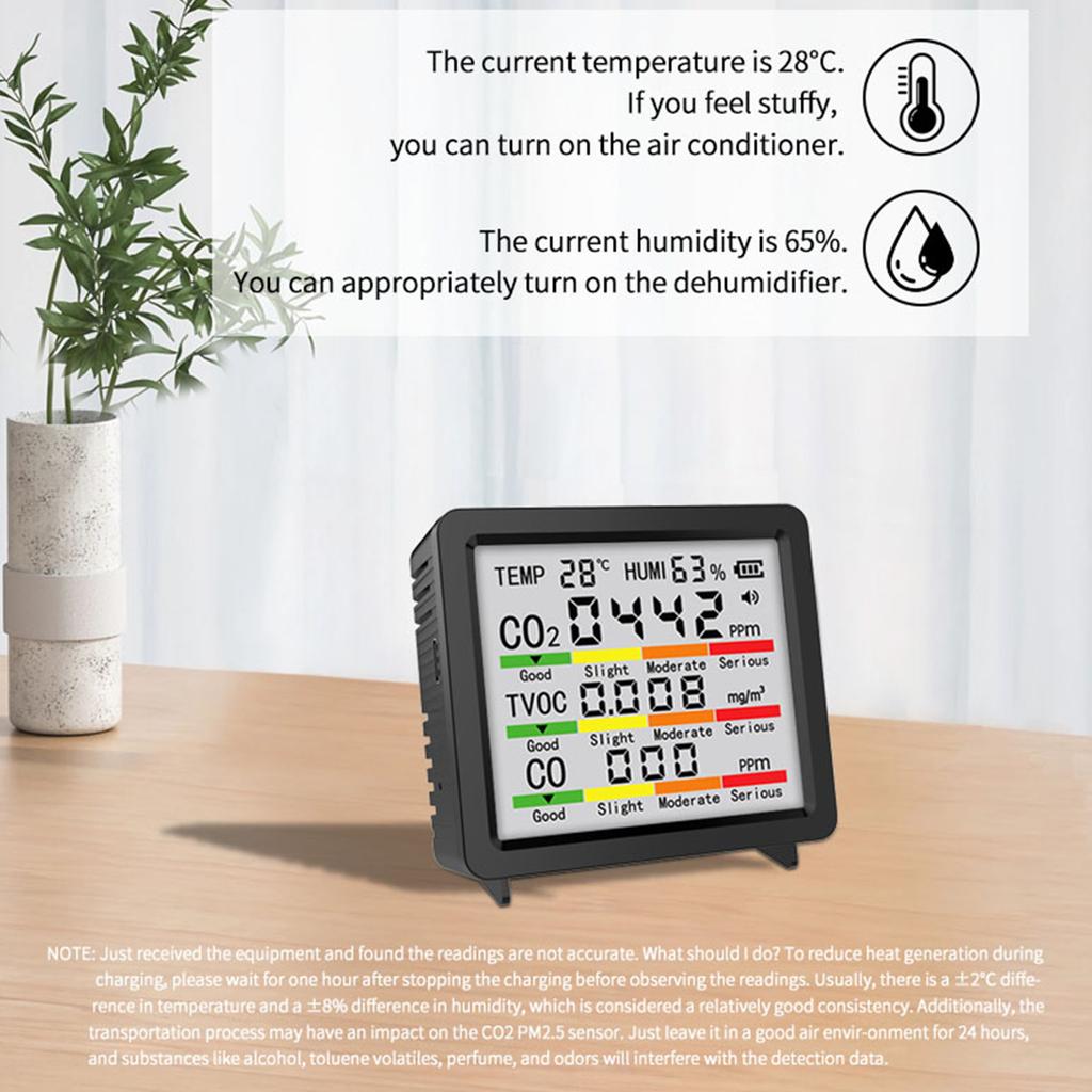 Portable Real-Time Detector TVOC Temperature Humidity CO CO2 Detection Portable CO2 Monitor for Home Hotel Office Car