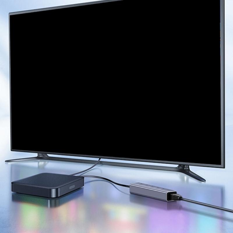 Эффективный USB 3.0 Type-C хаб с 3 портами и гигабитным Ethernet-адаптером, подходит для ноутбуков и компьютеров, быстрый интернет