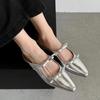 Popular  Women's Summer New Sexy Pointed Toe Simple Solid Color Mules PU Waterproof Elegant Slip-on Party Dress Women's Slippers