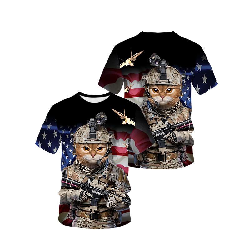 Summer American Flag 3D Printed Men's T Shirts Fashion Casual O-Neck Short Sleeve Sportswear Harajuku Streetwear Oversized Tops