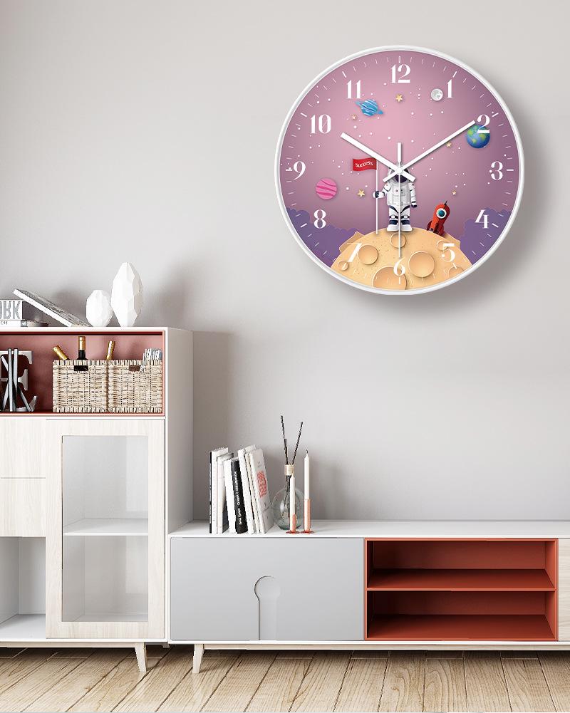 Creative Astronaut Space Wall Clock for Children's Room - Modern, Simple, and Silent