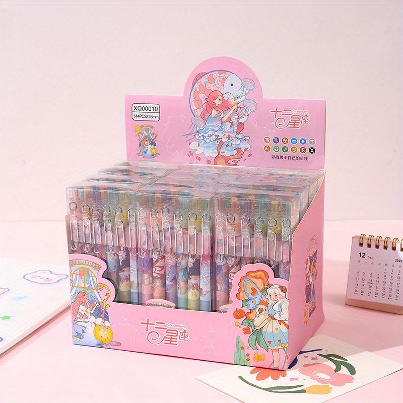 Снова в школу сезон 12 шт. 0,5 мм креативная металлическая ручка с нажимным механизмом и крючком с двенадцатью знаками зодиака, высокая внешность, свежая нейтральная ручка, милая ручка для подписи